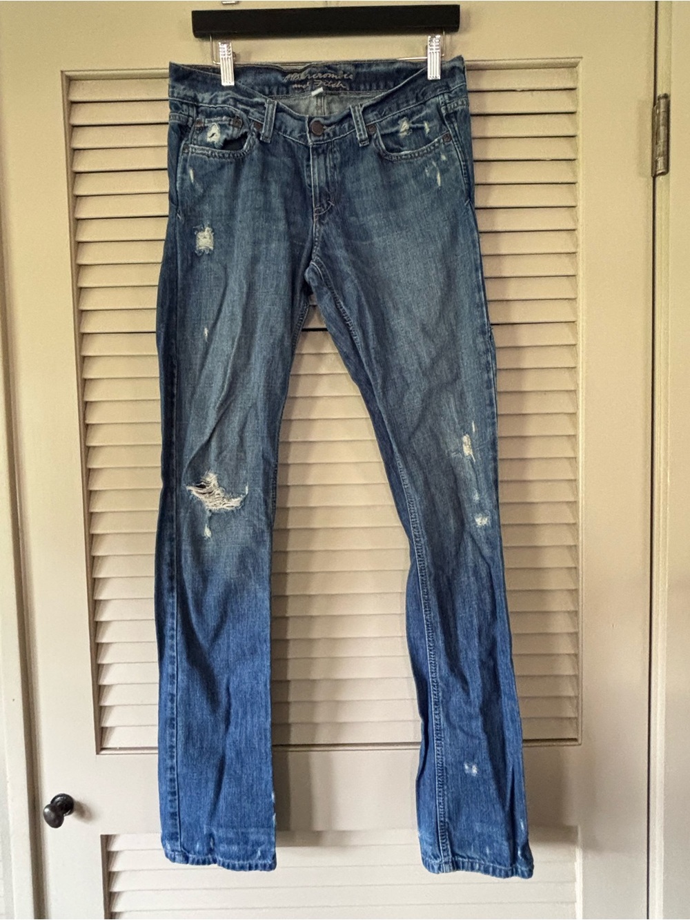 Abercrombie & Fitch Distressed Blue Bootcut Jeans